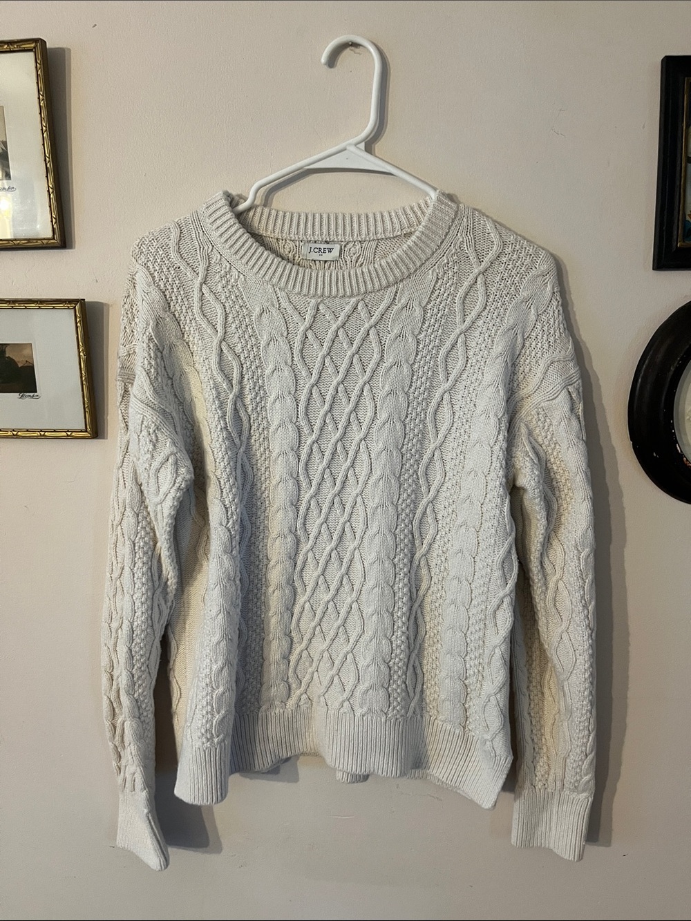 J. Crew Ivory Cable Knit Pullover